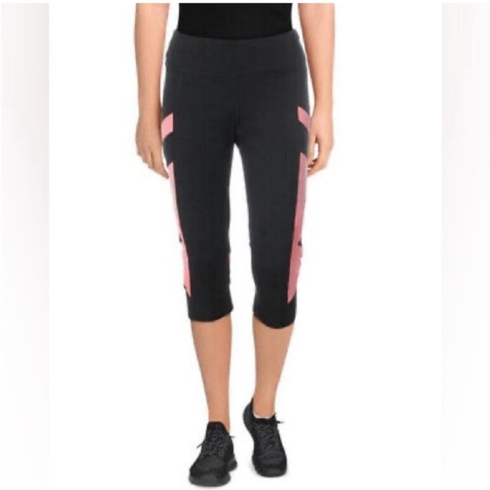 Leggings yoga Capri stretch slim cropped black coral pink mesh